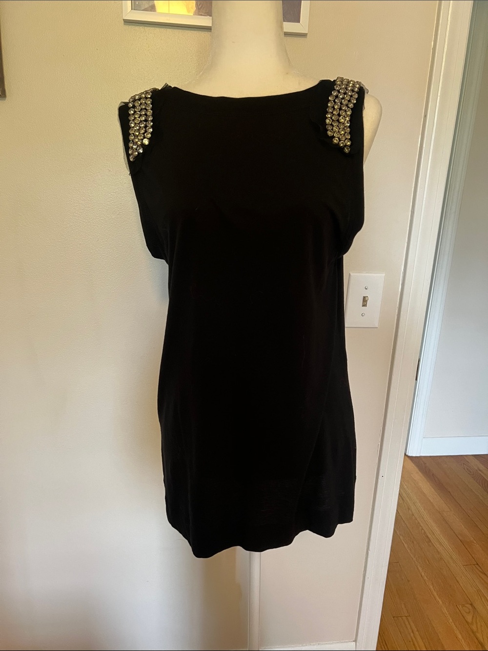Simply Vera Vera Wang Black Sleeveless Tunic with Embellished Shoulders